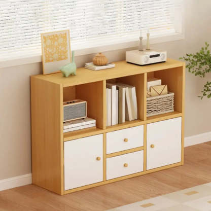 Simple Modular Wood Cube Short Bookcase — White
