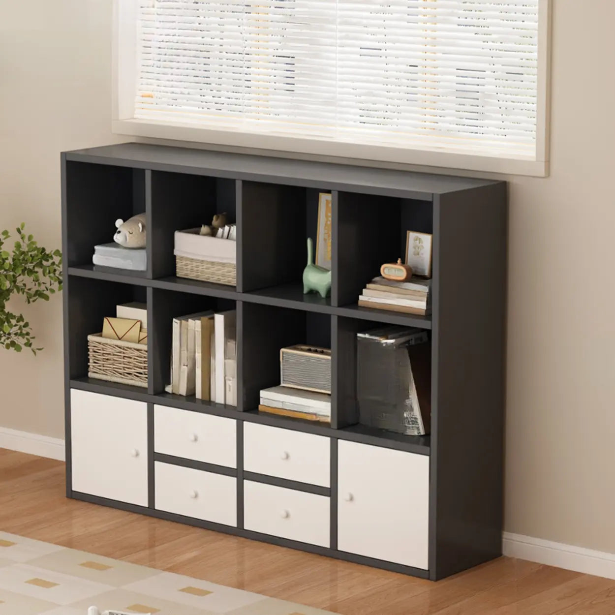 Simple Modular Wood Cube Short Bookcase