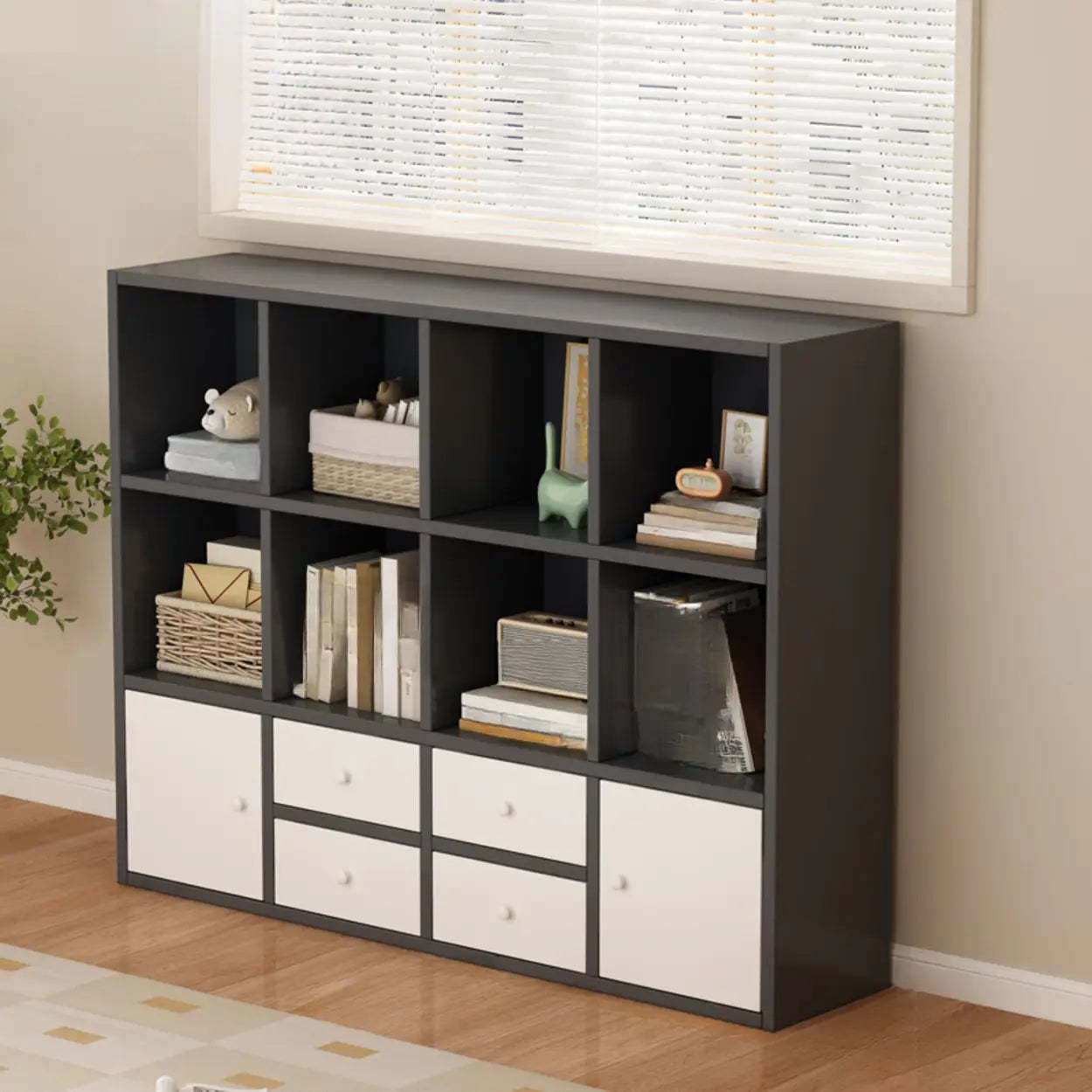 Modular Wood Cube Short Bookcase