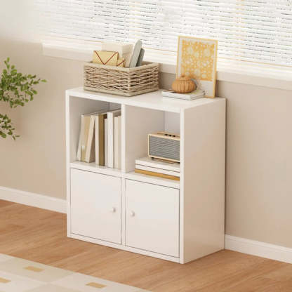 Simple Modular Wood Cube Short Bookcase — White