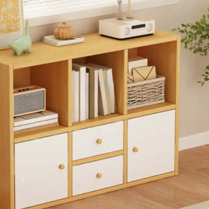 Simple Modular Wood Cube Short Bookcase — White