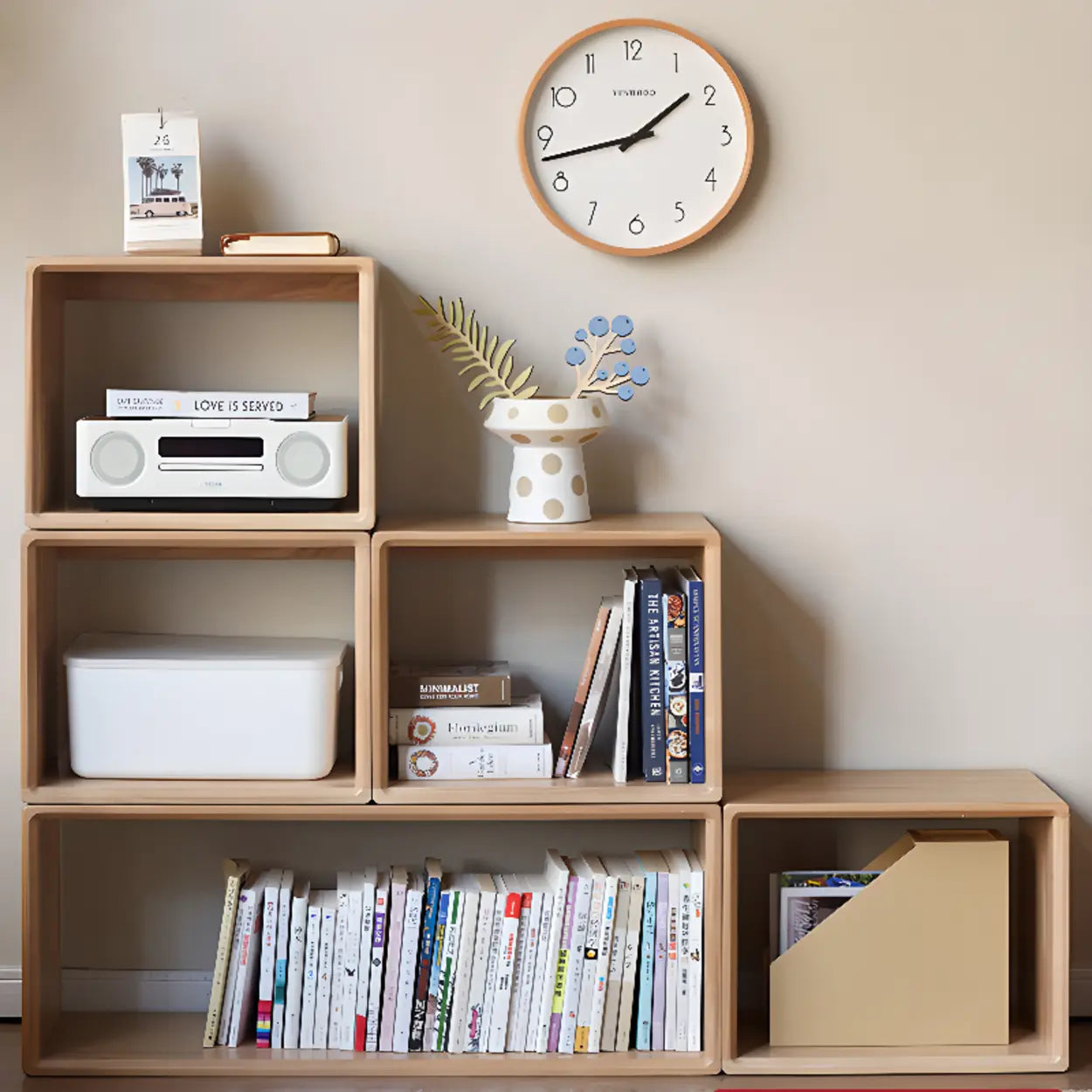 Modular Wooden Cube Storage Bookcase