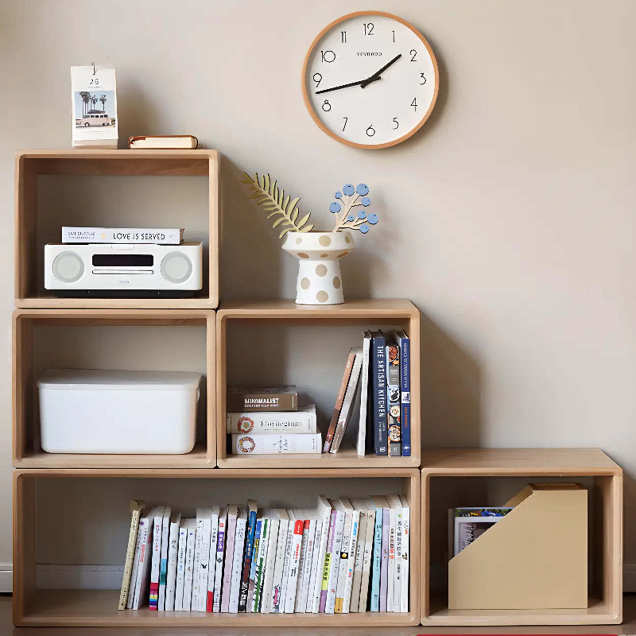 Modular Wooden Cube Storage Bookcase — Brown
