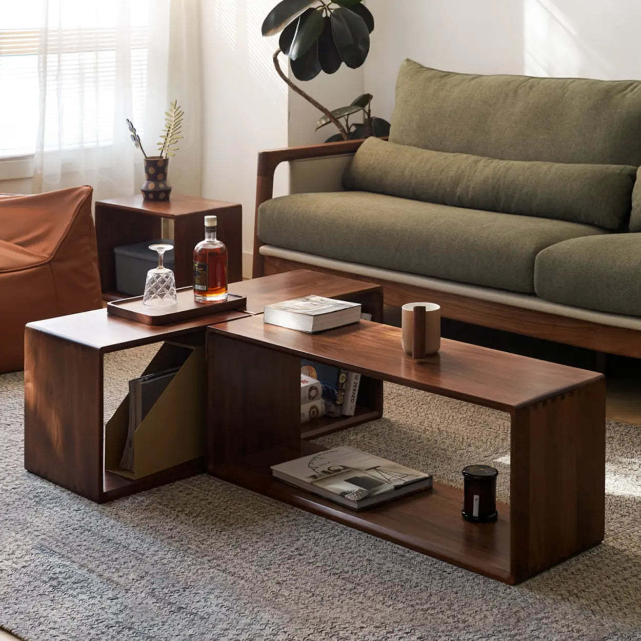 Modular Wooden Cube Storage Bookcase — Natural Finish