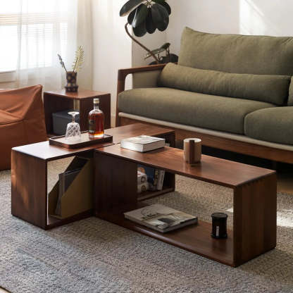 Modular Wooden Cube Storage Bookcase — Natural Finish