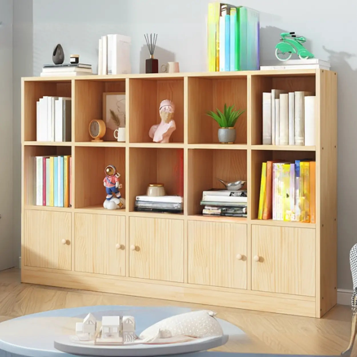 Simple Natural Pine Closed Bookcase — 2