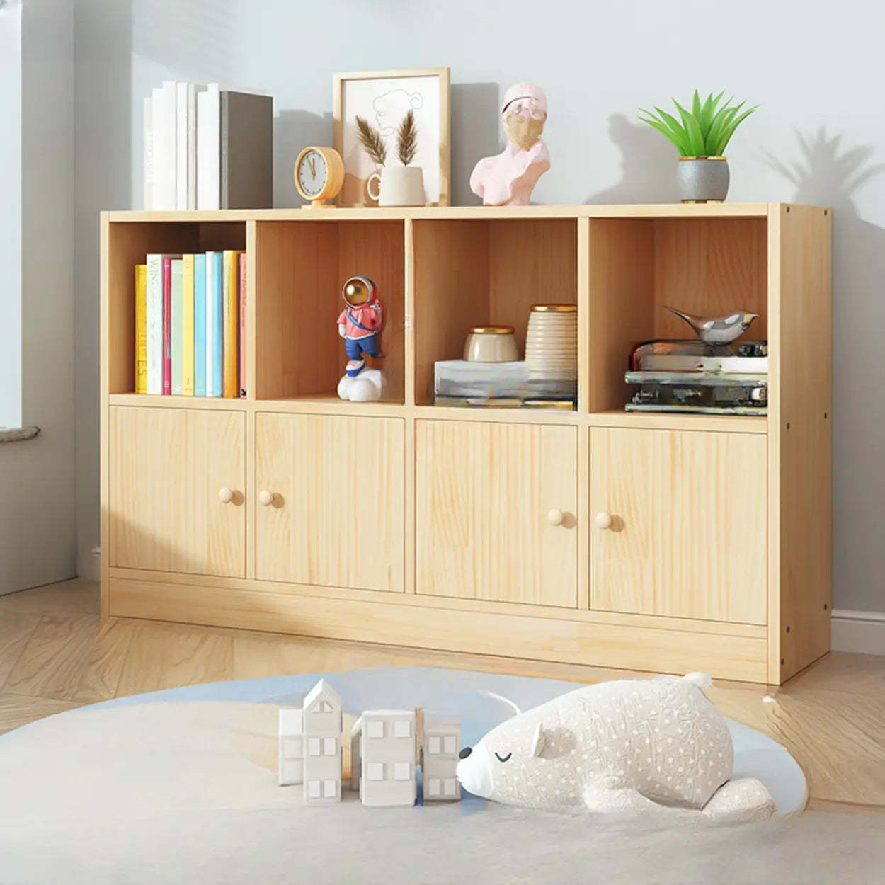 Simple Natural Pine Closed Bookcase — 5