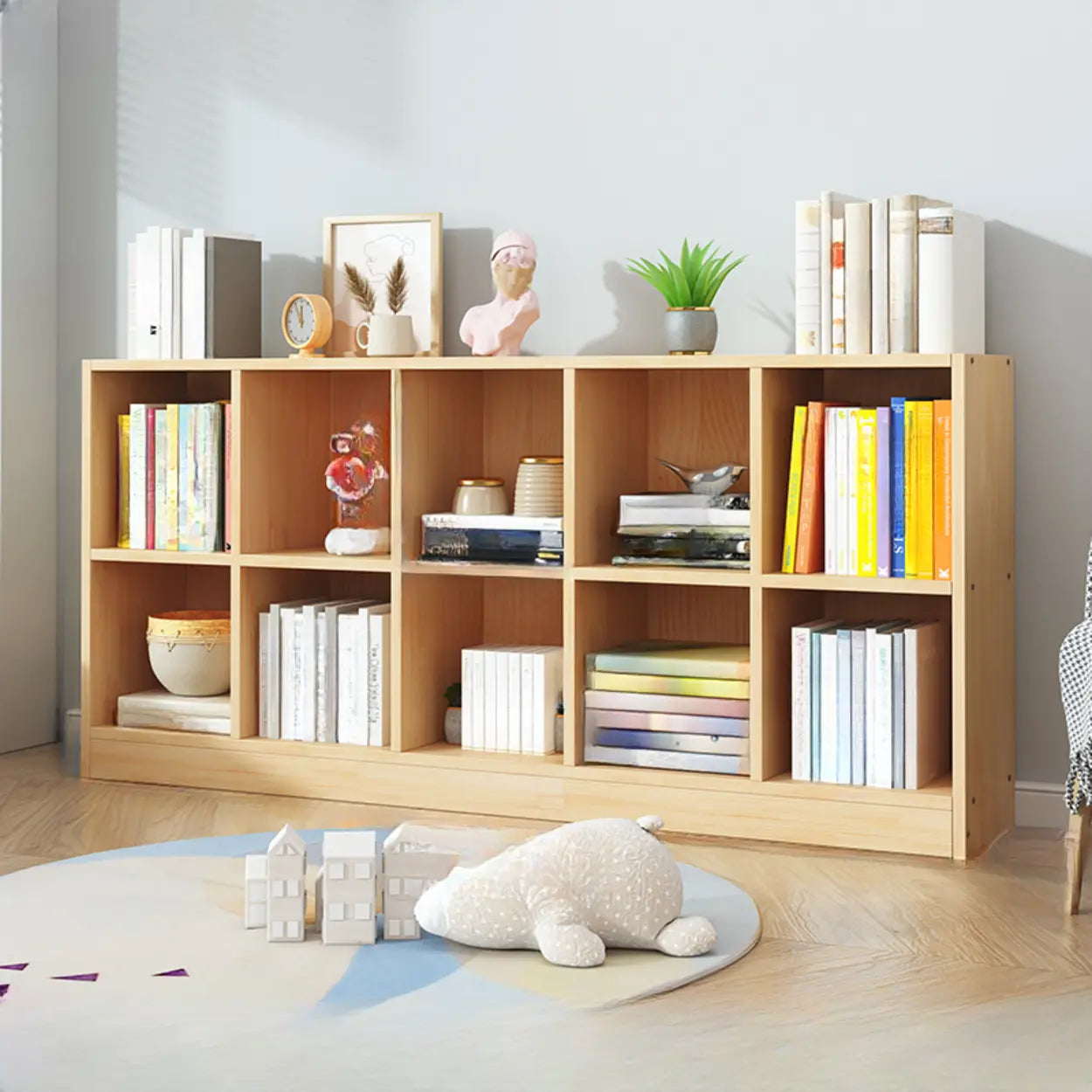 Simple Natural Pine Closed Bookcase — Cabinet Not Included