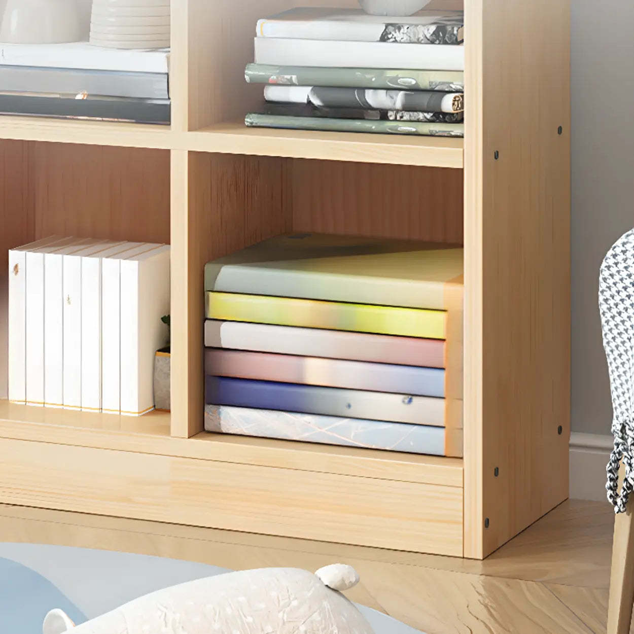 Simple Natural Pine Closed Bookcase — Cabinet Not Included