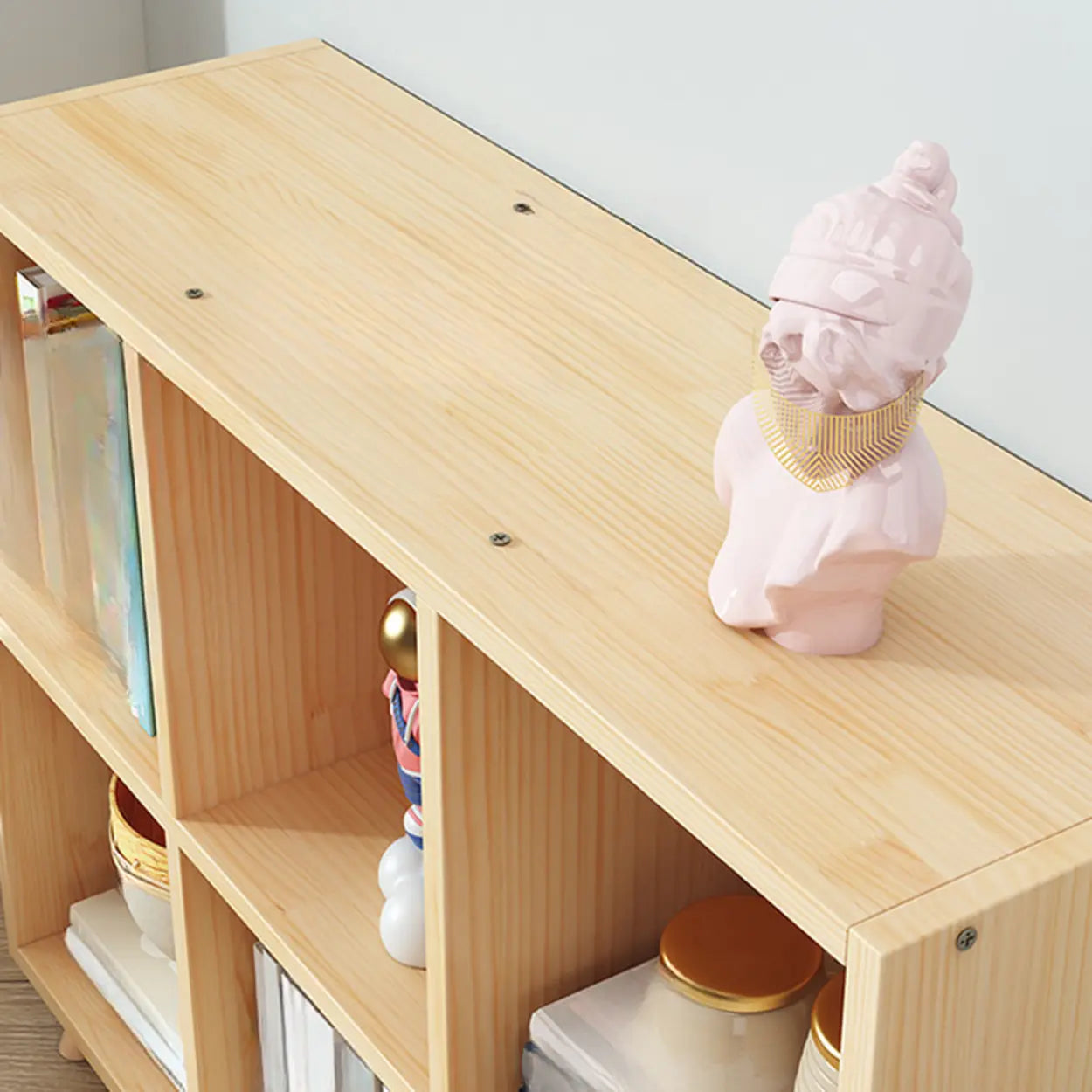 Simple Natural Pine Closed Bookcase — Cabinet Not Included