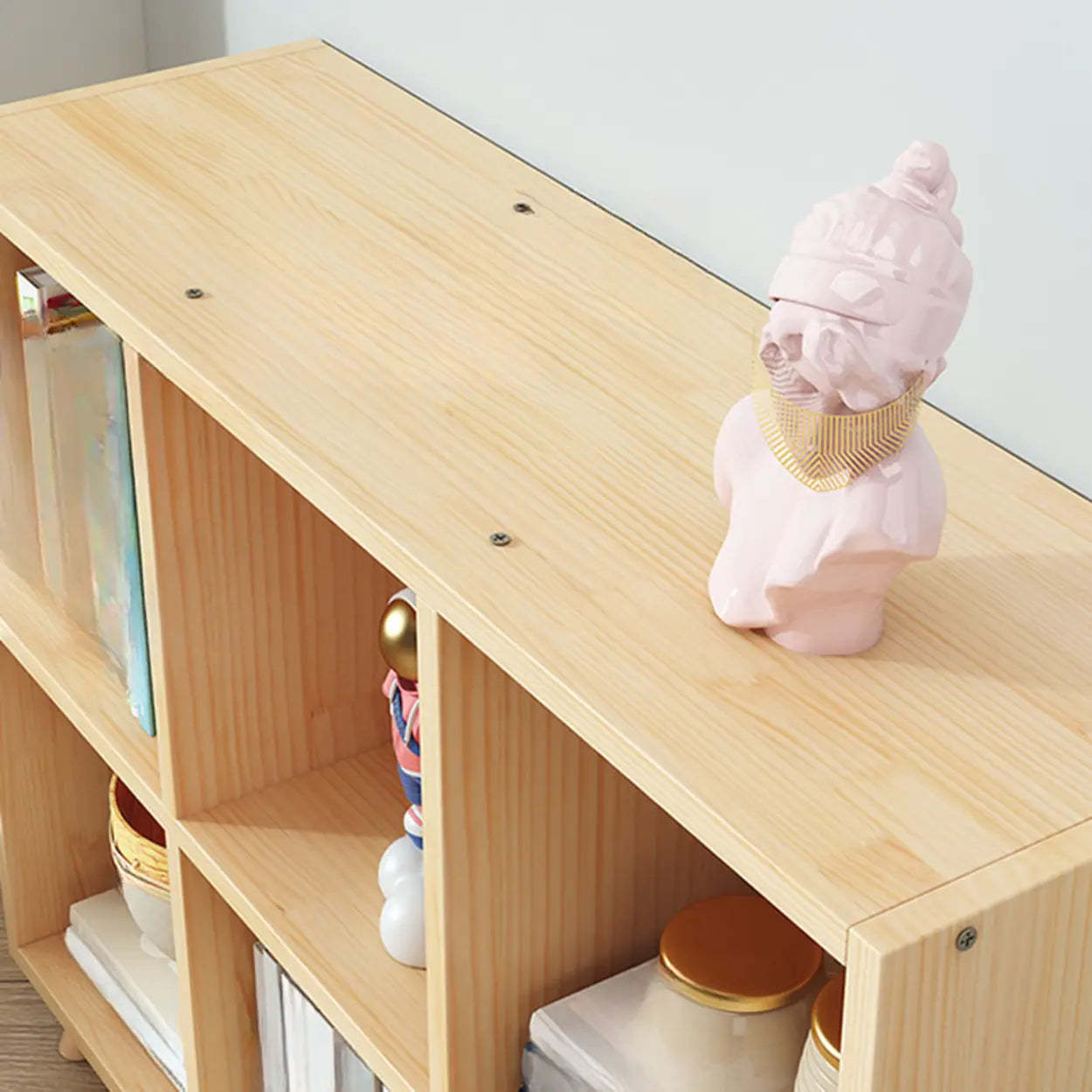 Simple Natural Pine Closed Bookcase — Cabinet Not Included