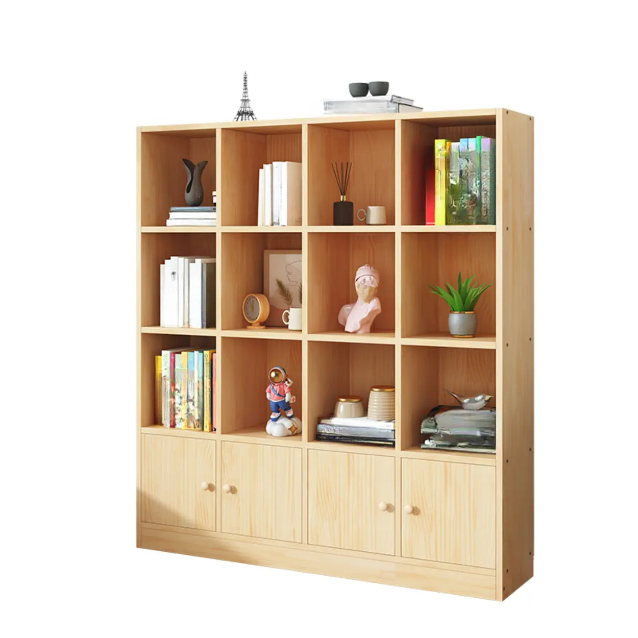 Simple Natural Pine Closed Bookcase — Cabinet Not Included