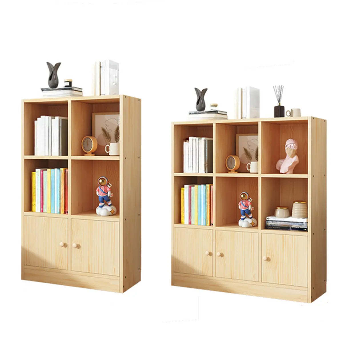 Simple Natural Pine Closed Bookcase — Cabinet Not Included