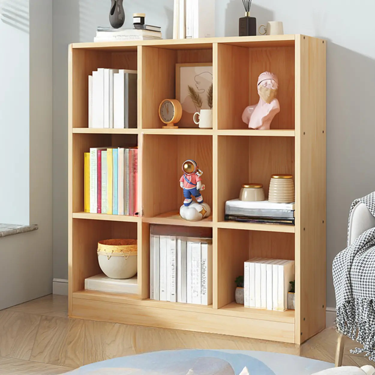 Simple Natural Pine Closed Bookcase — Cabinet Not Included