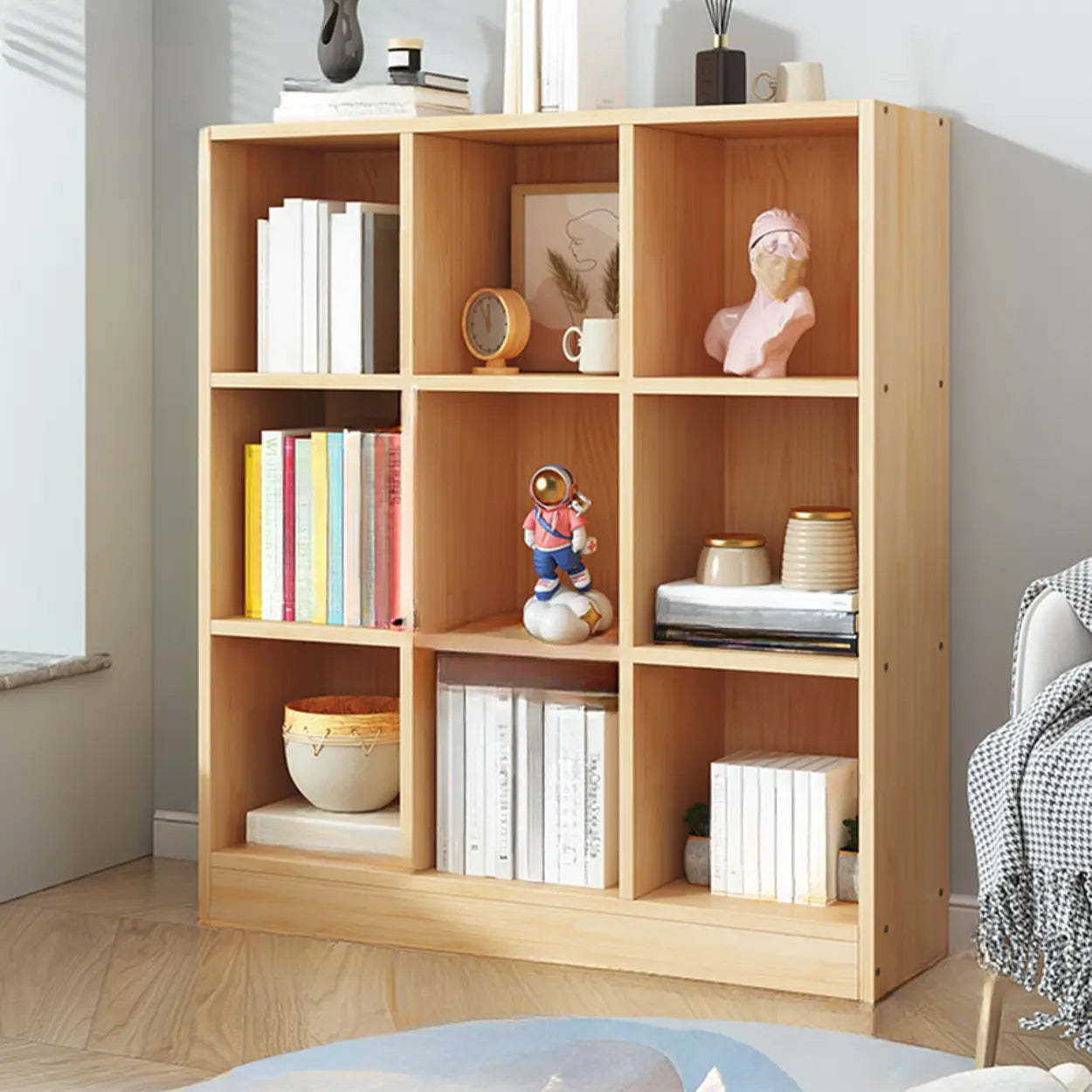 Simple Natural Pine Closed Bookcase — Cabinet Not Included