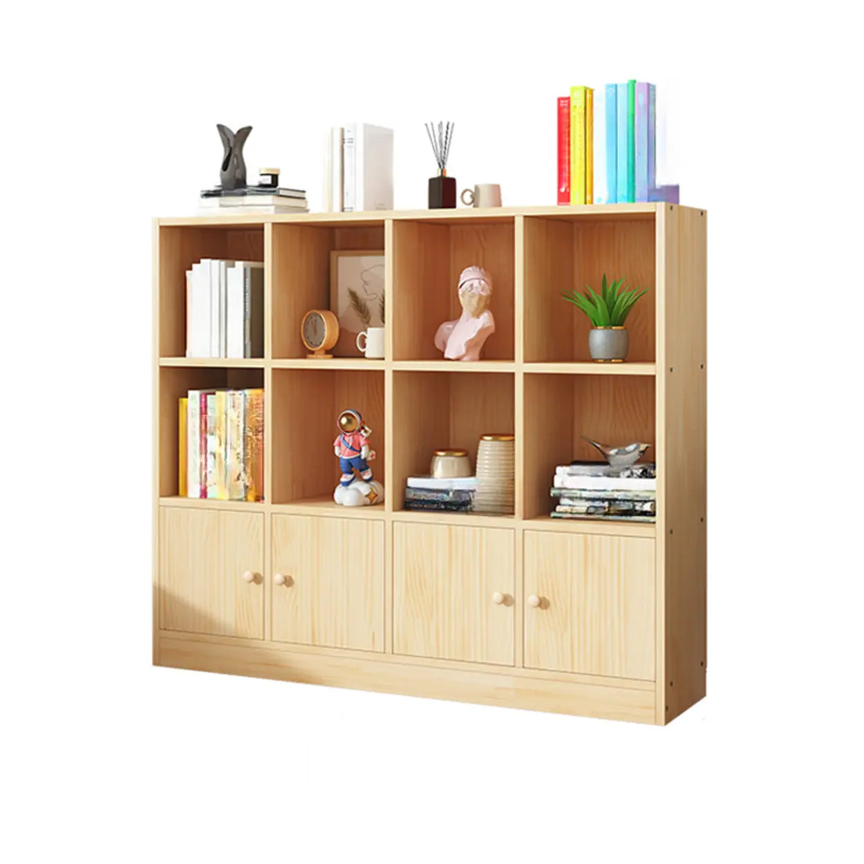 Simple Natural Pine Closed Bookcase — Cabinet Not Included