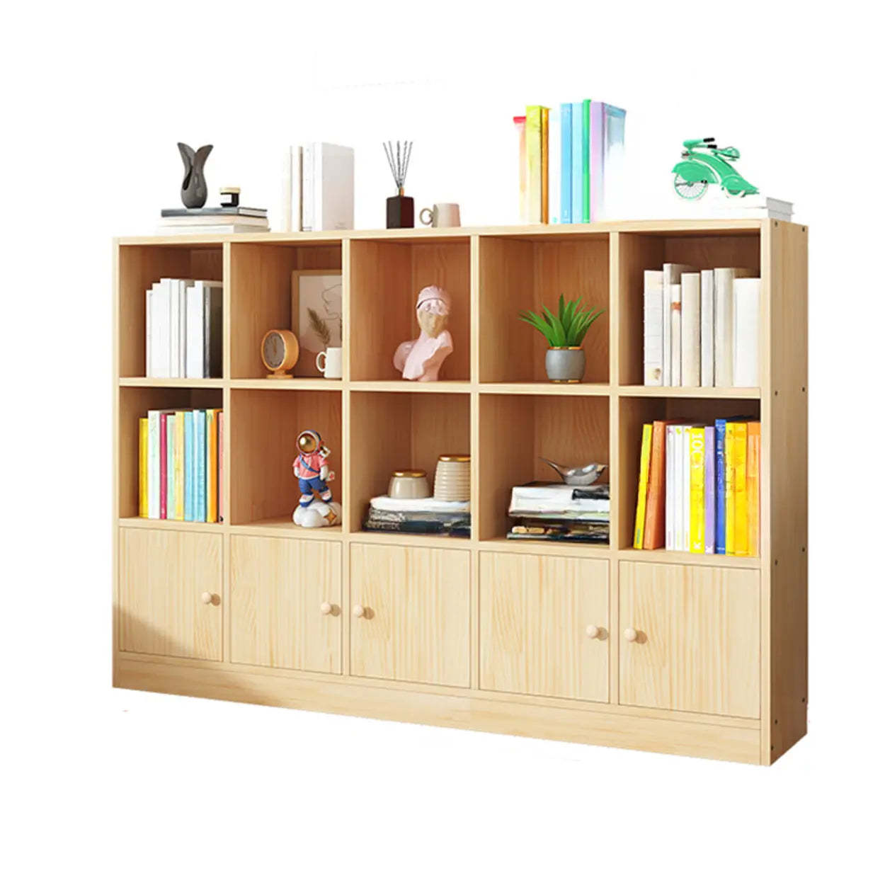 Simple Natural Pine Closed Bookcase — Cabinet Not Included