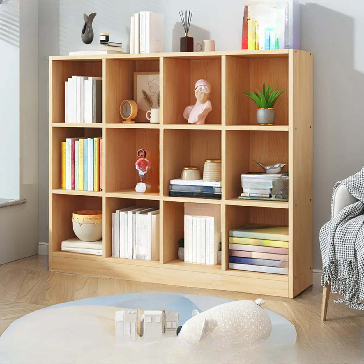 Simple Natural Pine Closed Bookcase — Cabinet Not Included