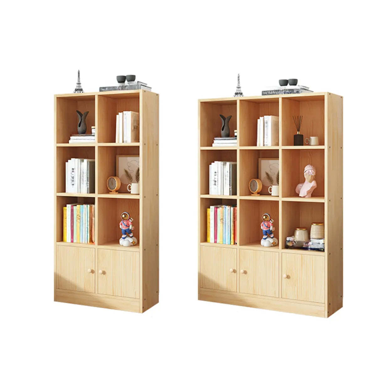 Simple Natural Pine Closed Bookcase