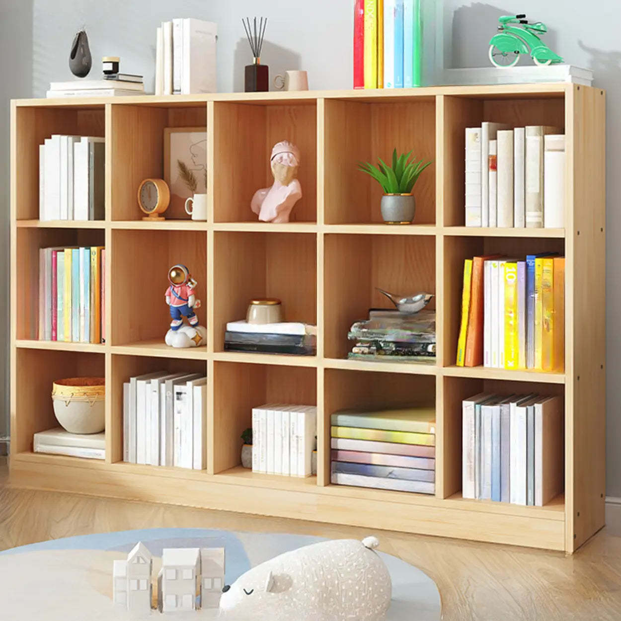 Simple Natural Pine Closed Bookcase