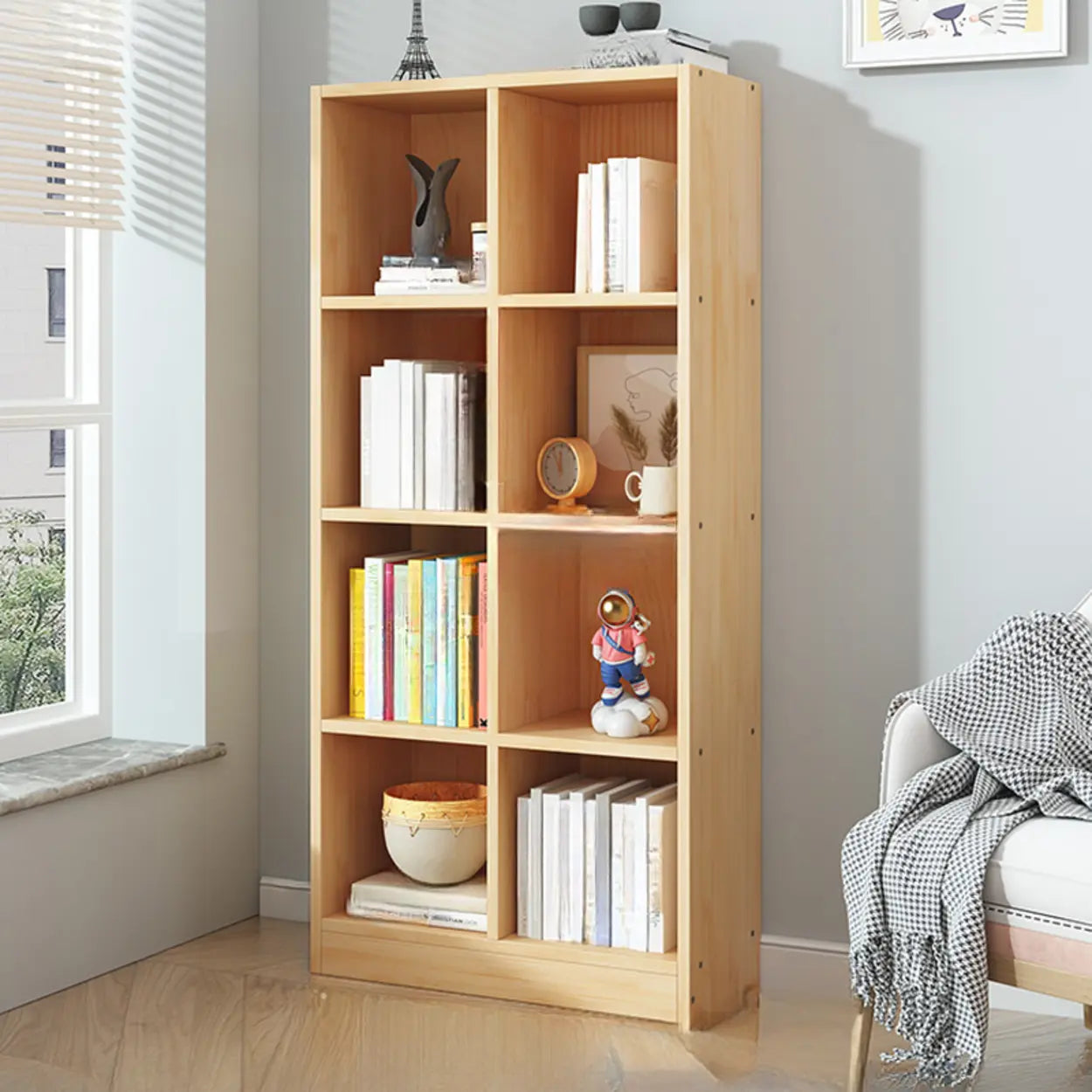 Simple Natural Pine Closed Bookcase