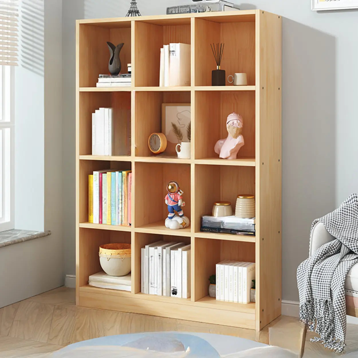 Simple Natural Pine Closed Bookcase