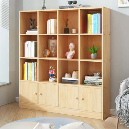 Simple Natural Pine Closed Bookcase