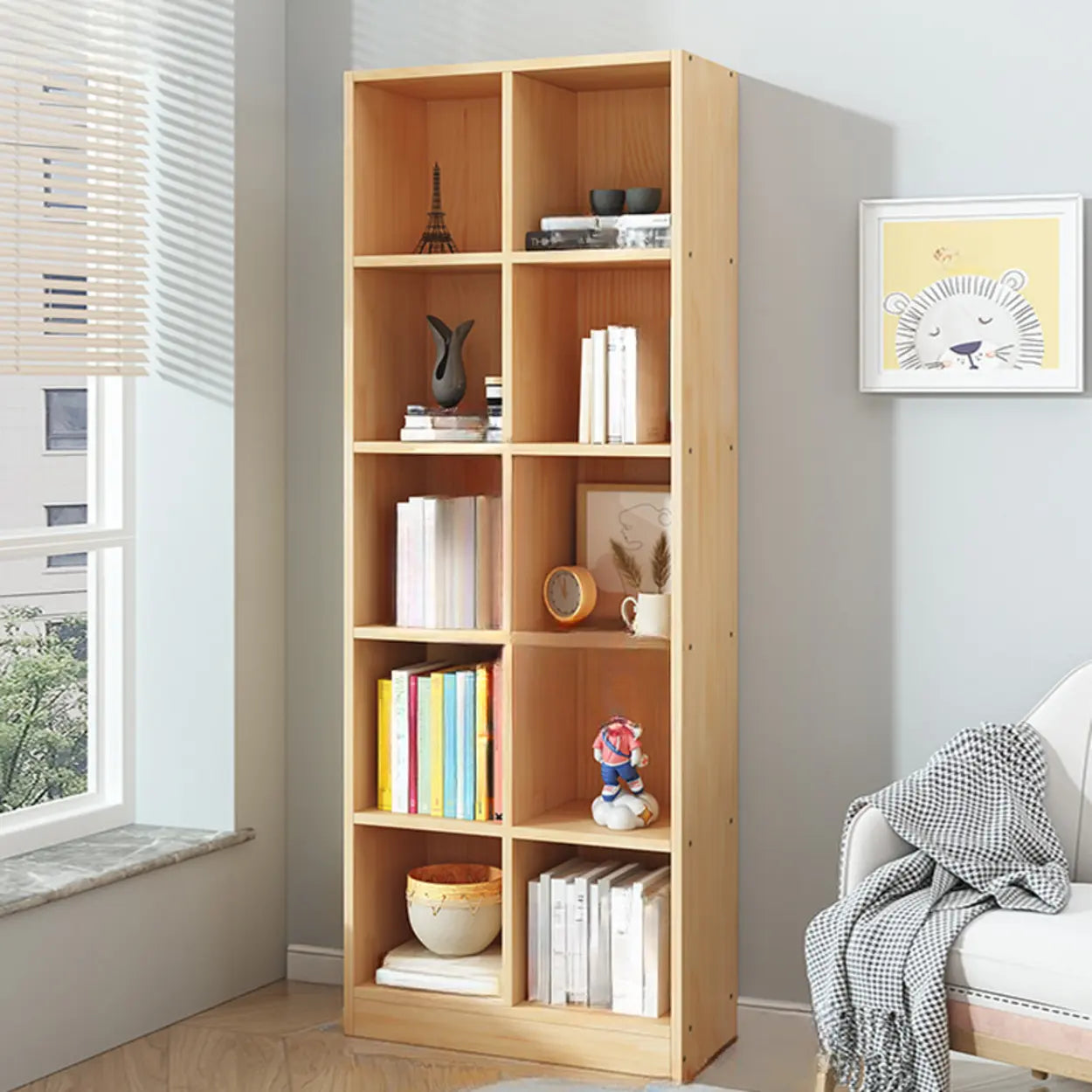 Simple Natural Pine Closed Bookcase