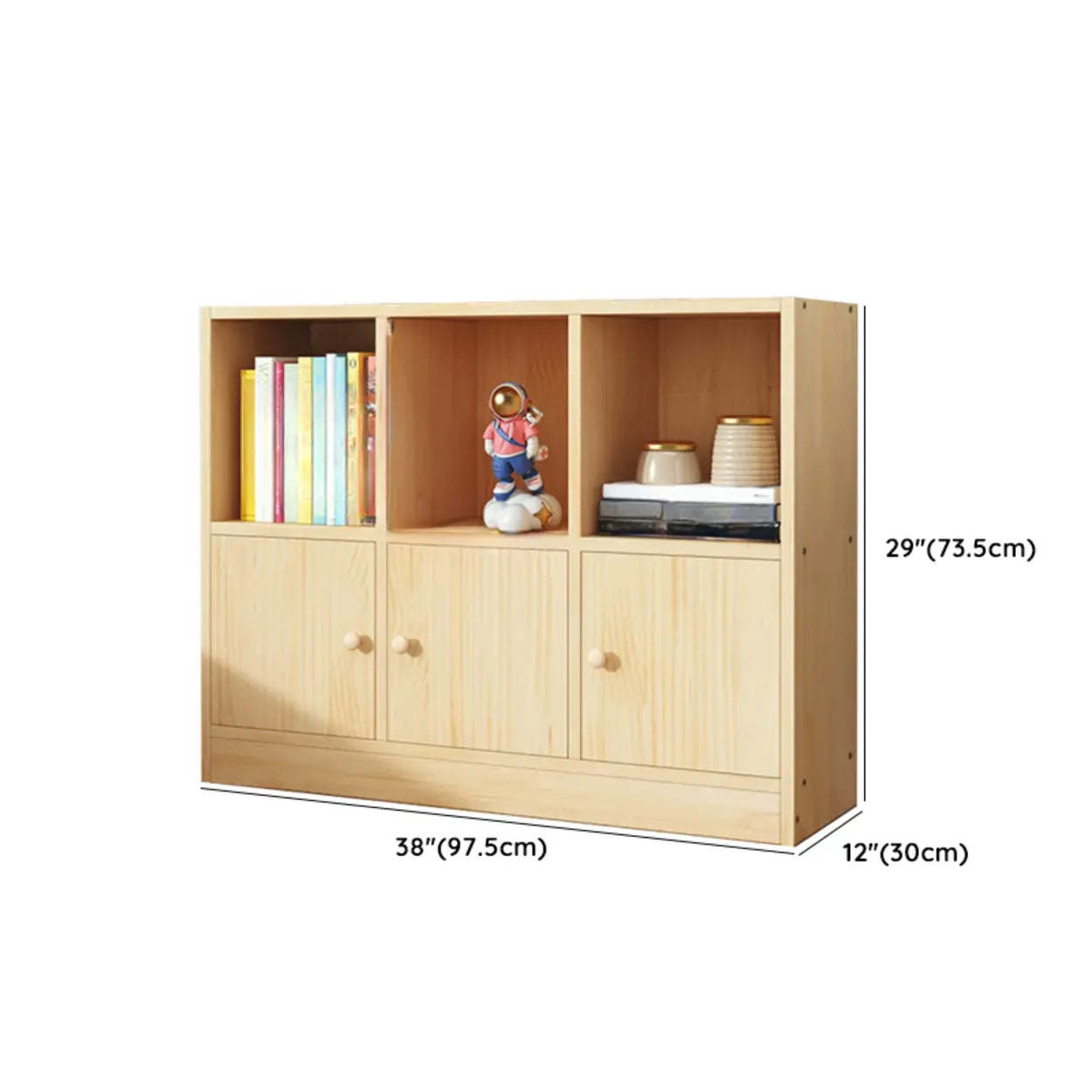 Simple Natural Pine Closed Bookcase