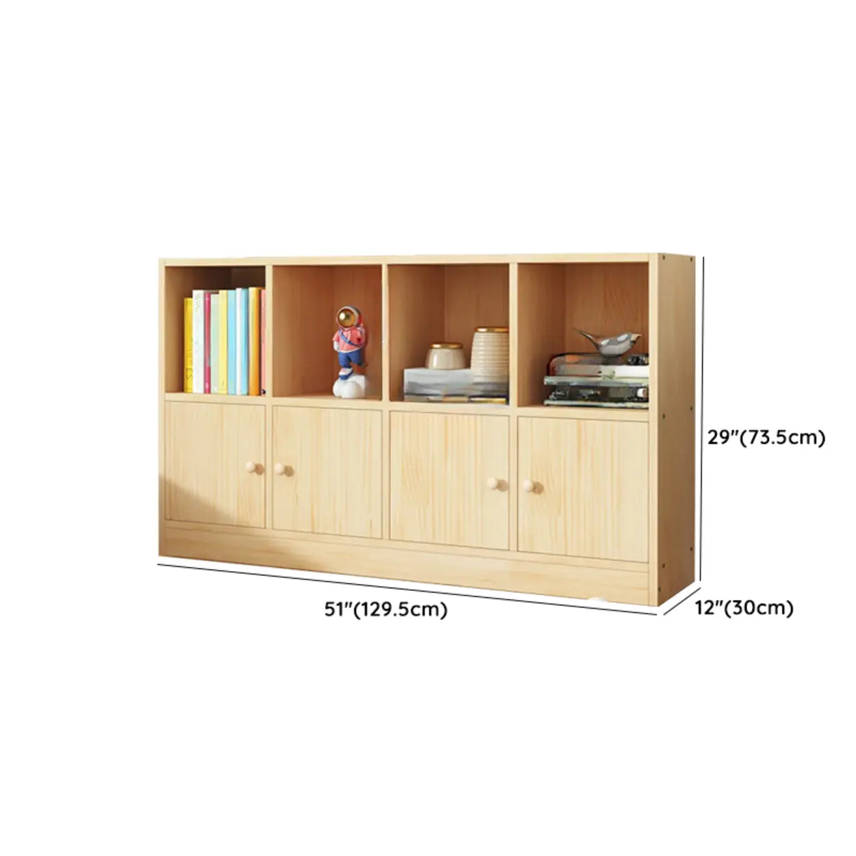 Simple Natural Pine Closed Bookcase