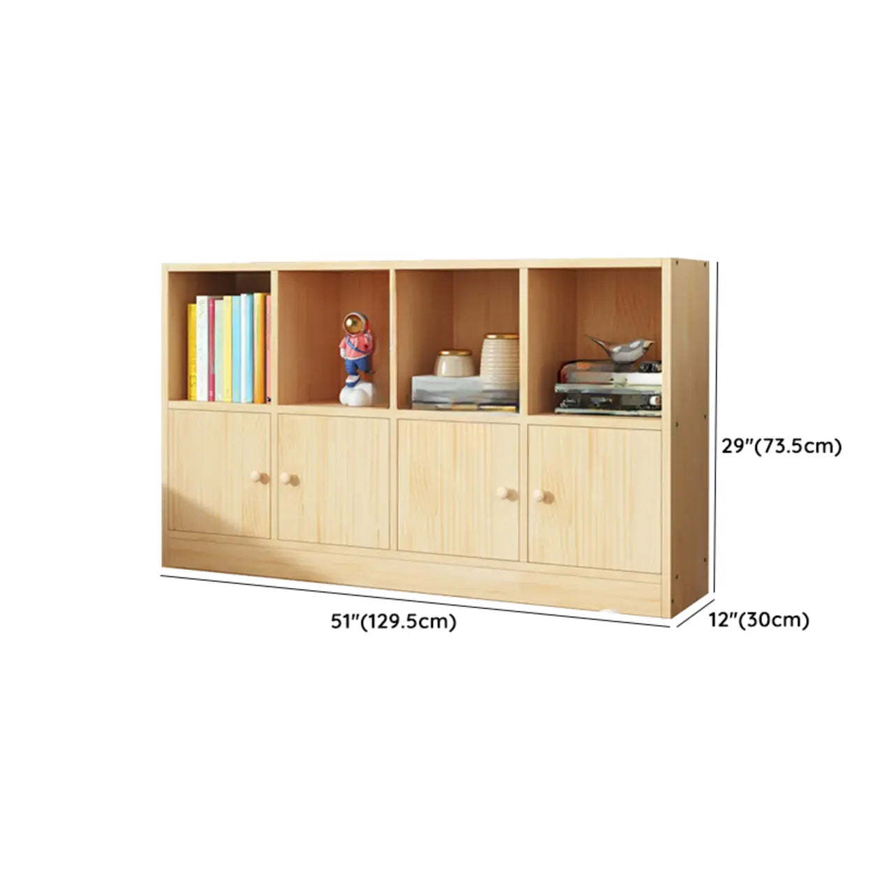 Simple Natural Pine Closed Bookcase