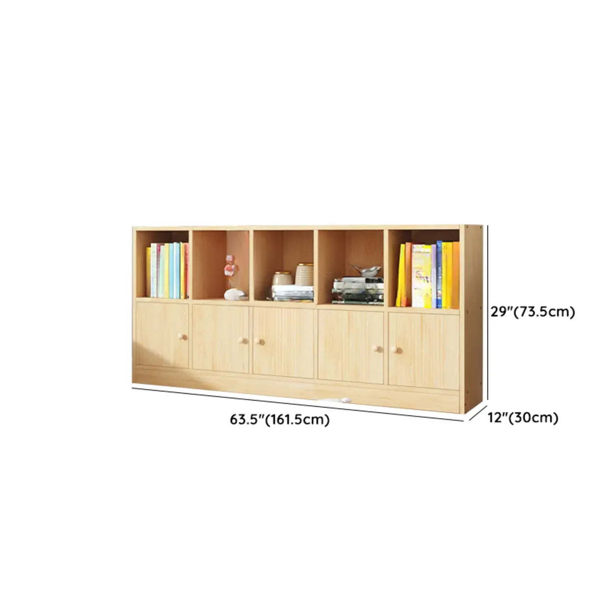 Simple Natural Pine Closed Bookcase