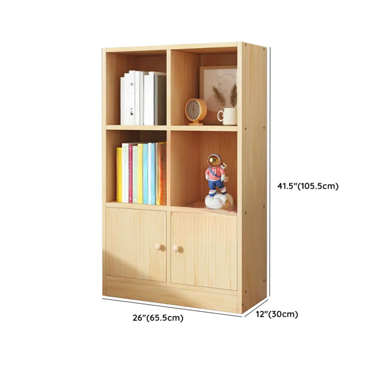Simple Natural Pine Closed Bookcase