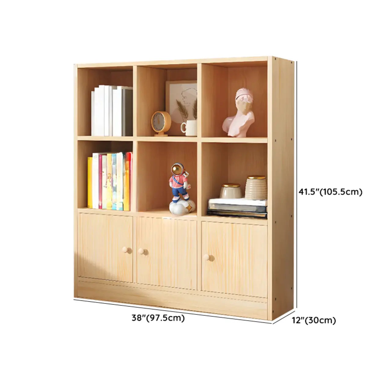 Simple Natural Pine Closed Bookcase
