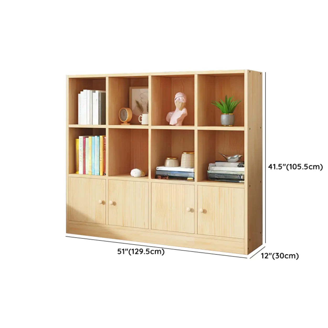 Simple Natural Pine Closed Bookcase