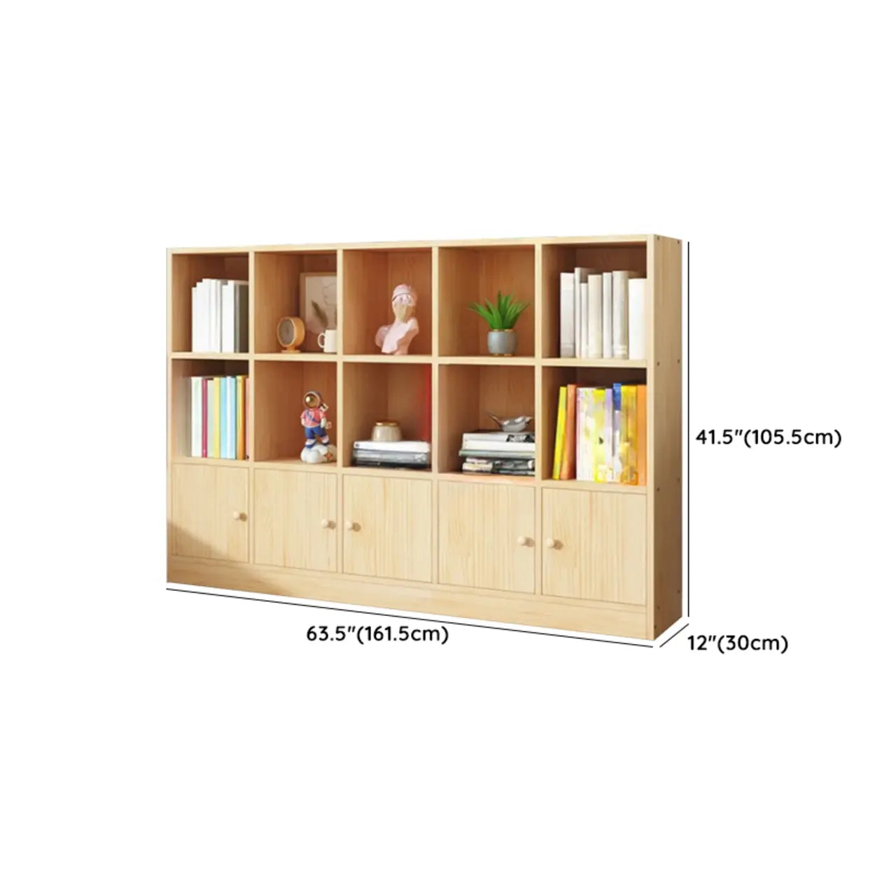Simple Natural Pine Closed Bookcase