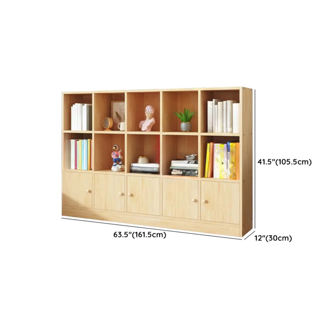 Simple Natural Pine Closed Bookcase