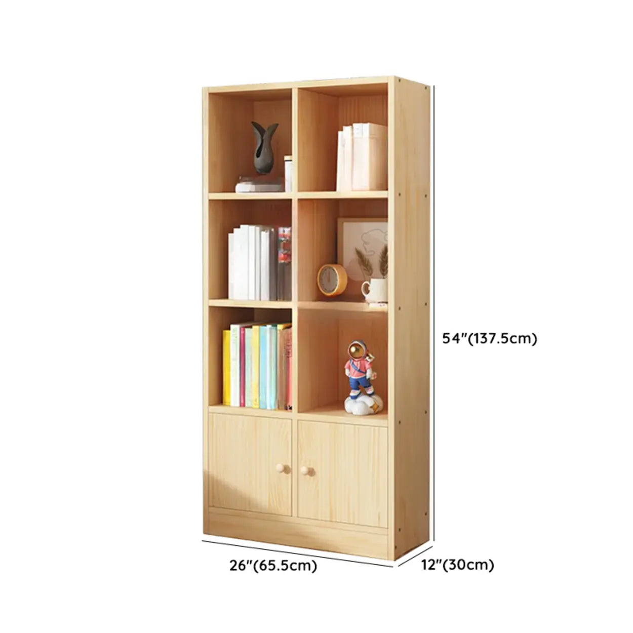 Simple Natural Pine Closed Bookcase