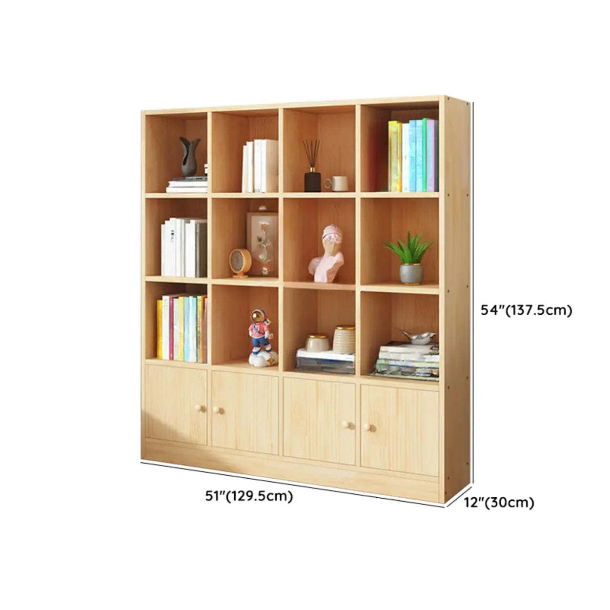 Simple Natural Pine Closed Bookcase