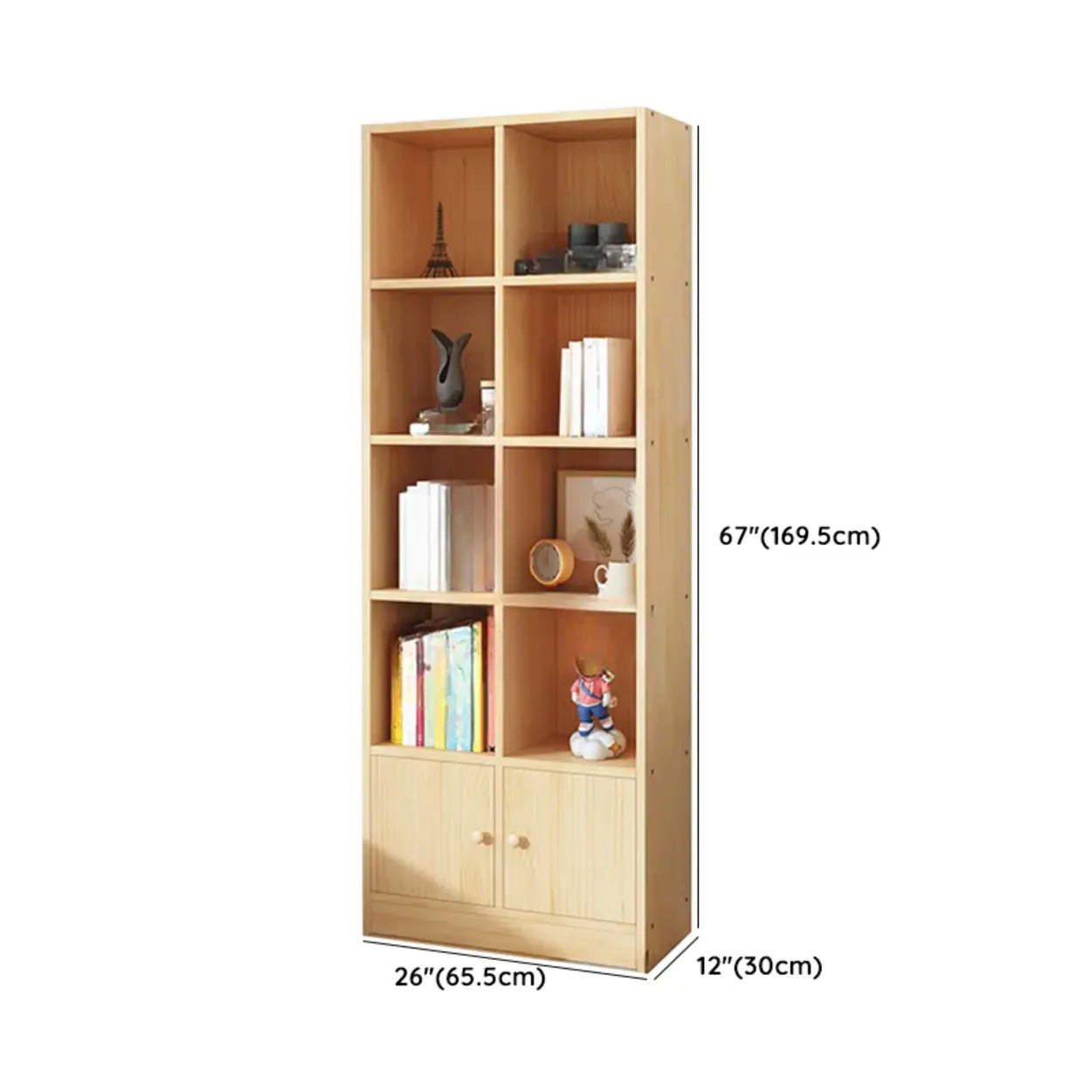 Simple Natural Pine Closed Bookcase