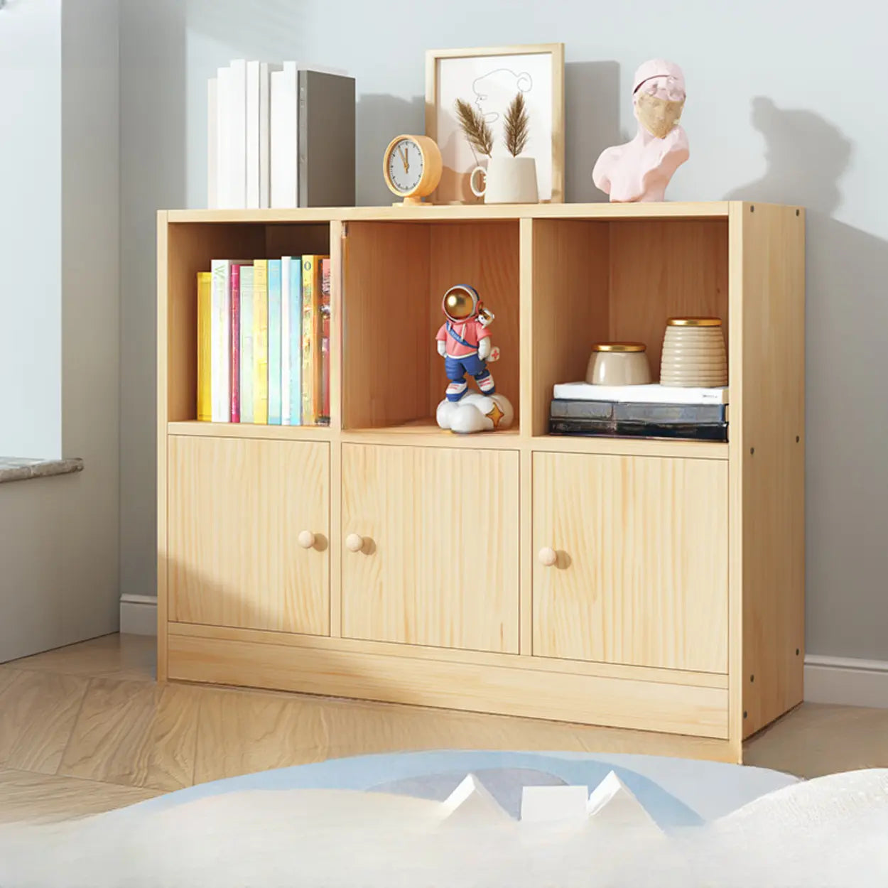 Simple Natural Pine Closed Bookcase — 4