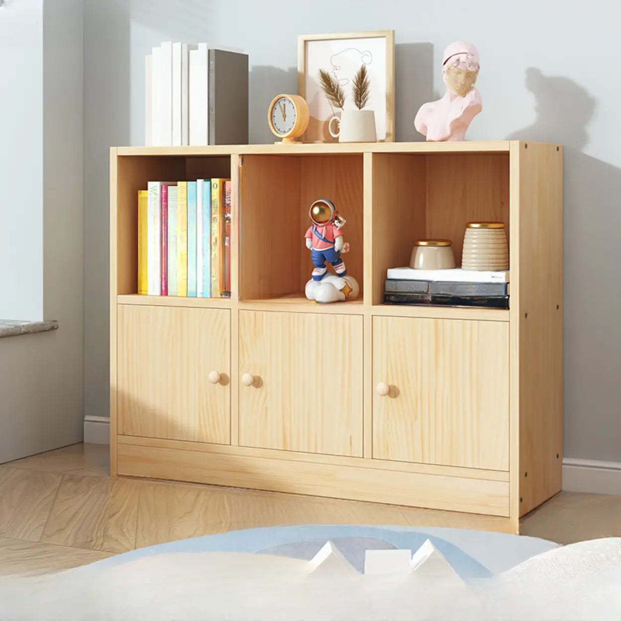 Simple Natural Pine Closed Bookcase — 4