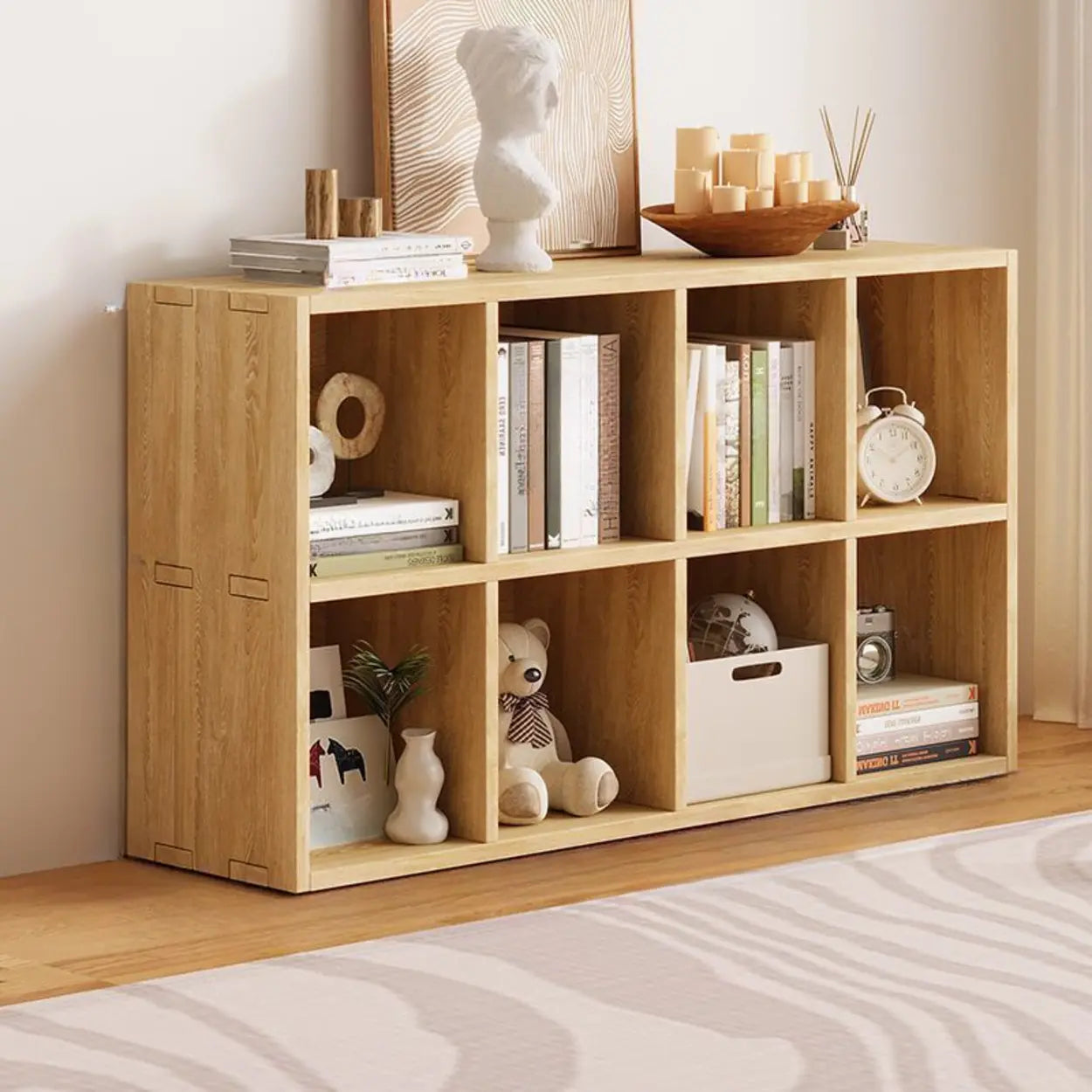 Natural Wood Rectangular Display Bookcase