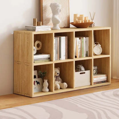 Natural Wood Rectangular Display Bookcase