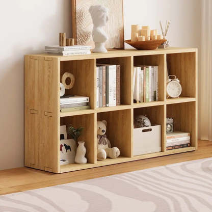 Natural Wood Rectangular Display Bookcase