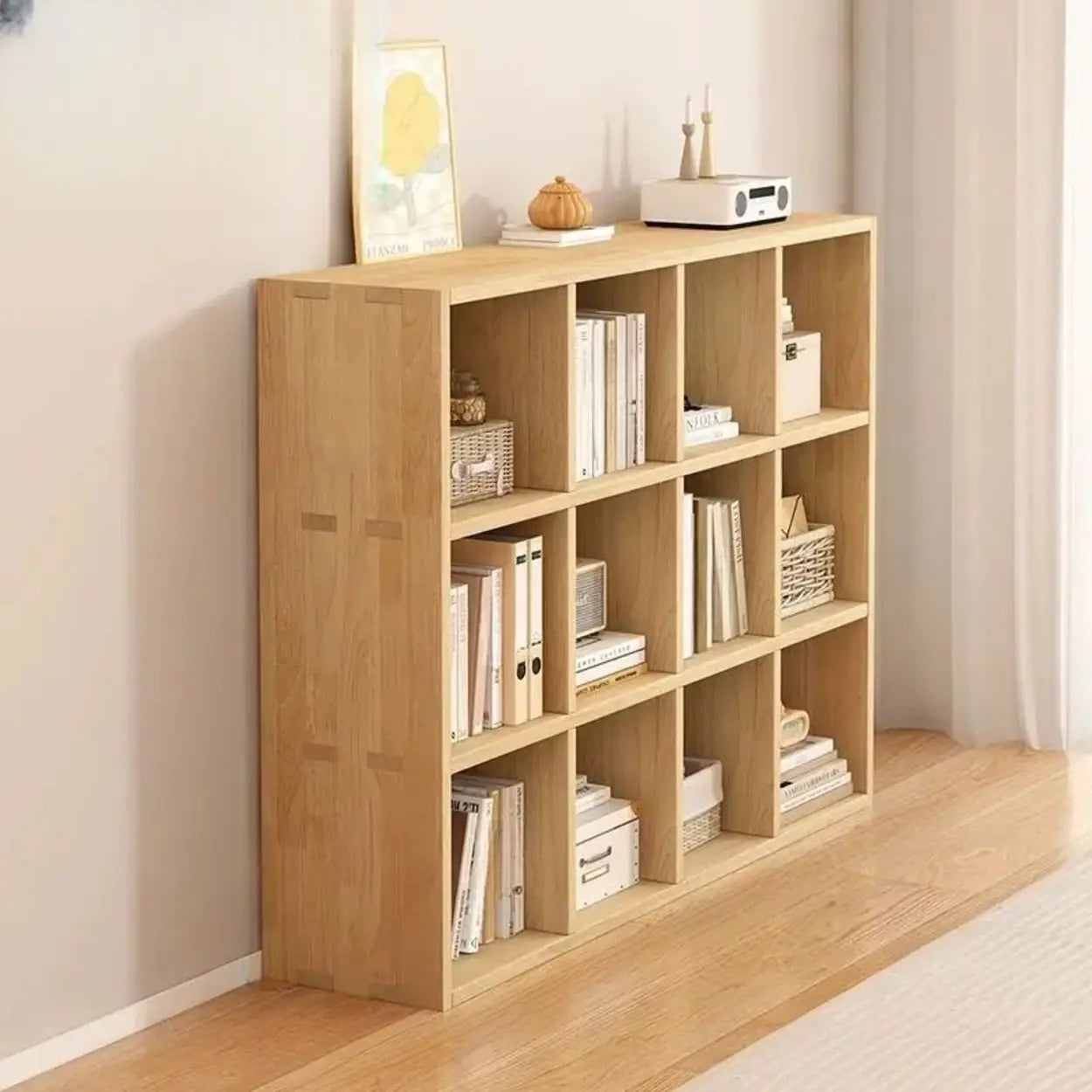 Natural Wood Rectangular Display Bookcase