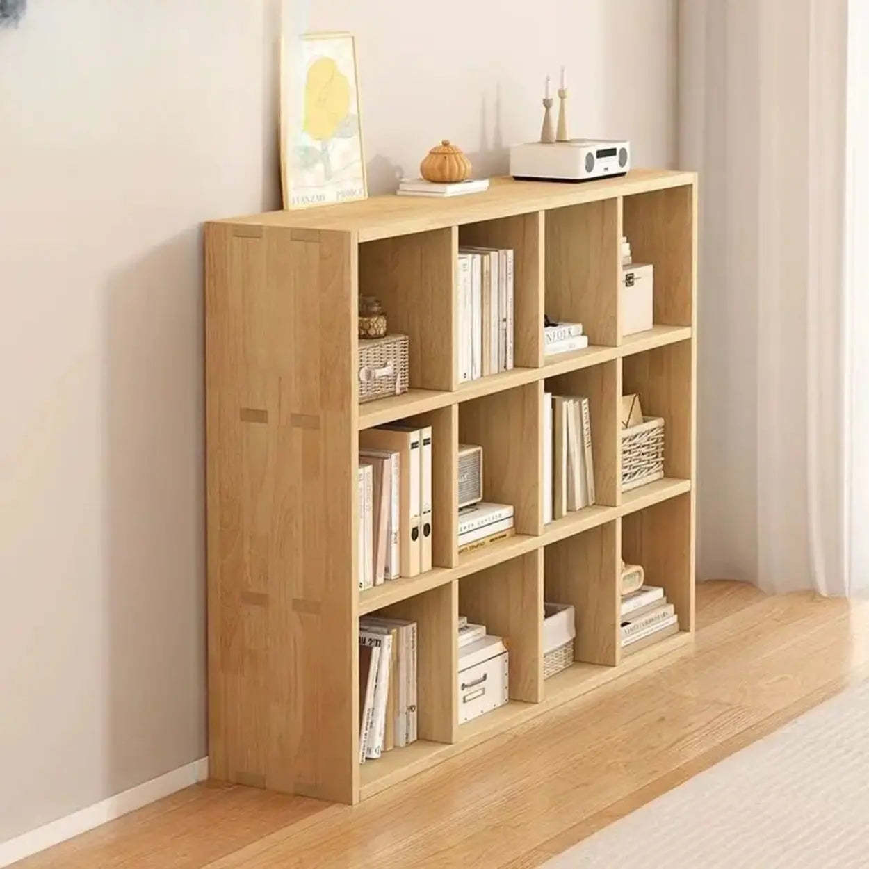 Natural Wood Rectangular Display Bookcase