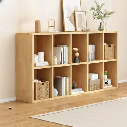 Natural Wood Rectangular Display Bookcase