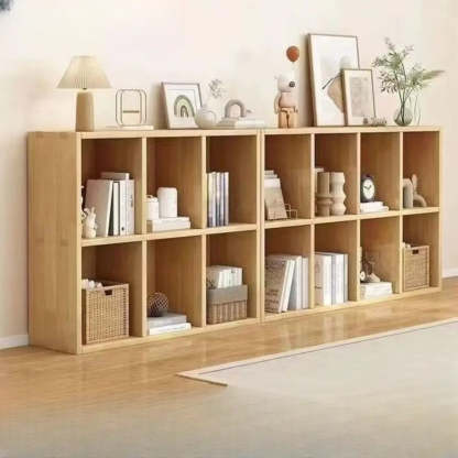 Natural Wood Rectangular Display Bookcase