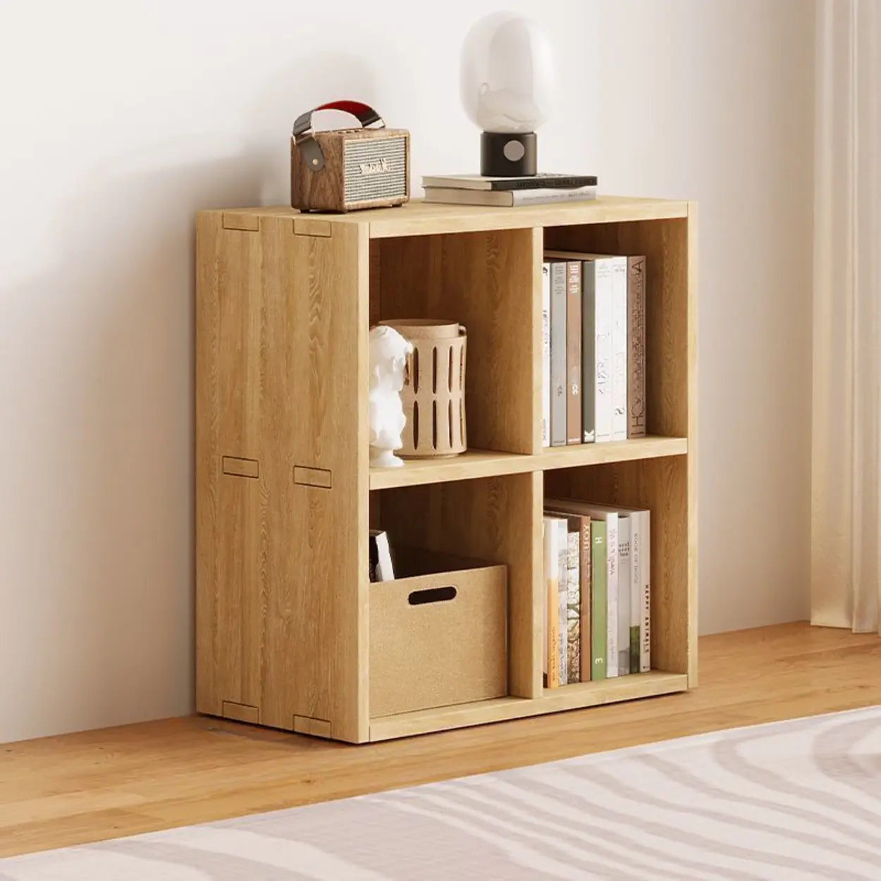 Natural Wood Rectangular Display Bookcase